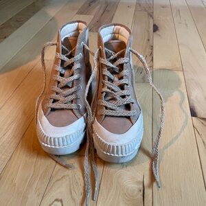 Dolce Vita Tan and White High-Top Sneakers